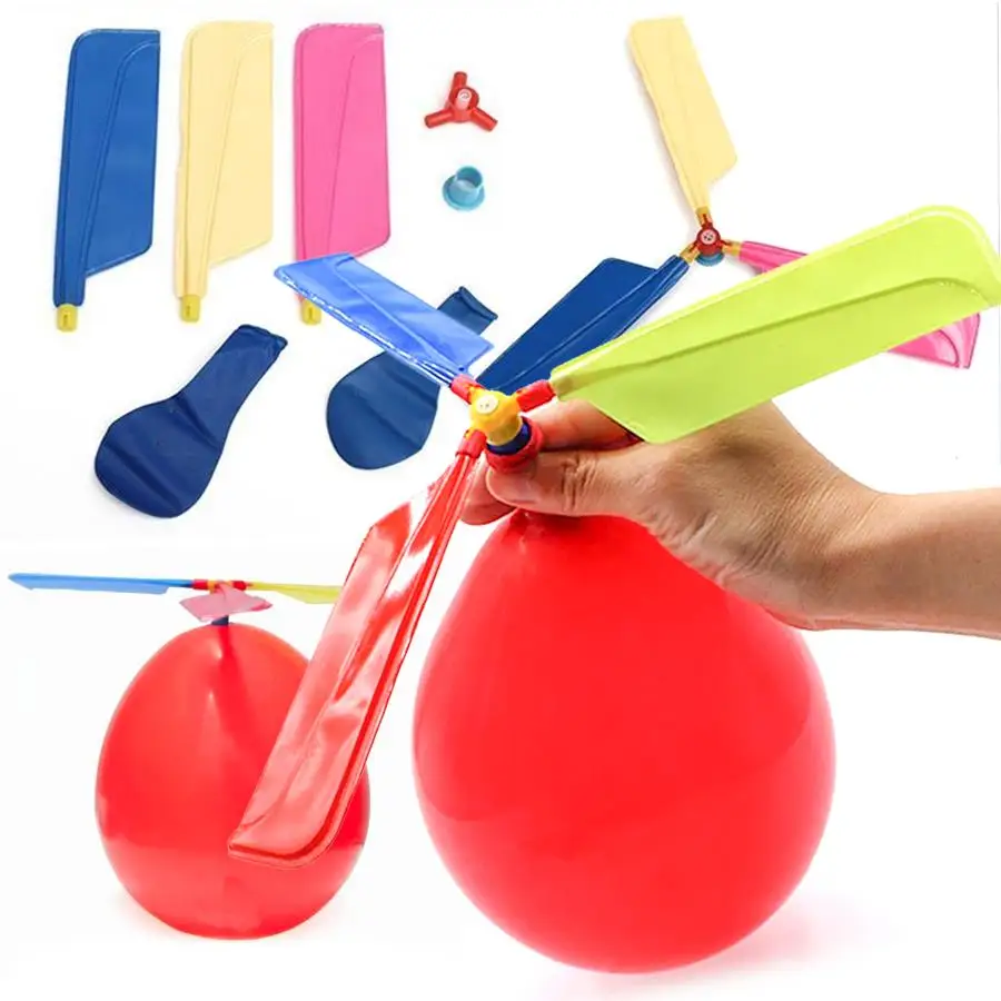 3/6/9sets Colorful Balloon Helicopter Set, Flying Propeller Balloon Powered Aircraft Kit, Fun Outdoor Interactive Supply, XJM