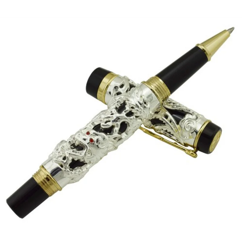 قلم جينهاو دراجون فينيكس فينتاج رولربال، قلم نحت فاخر باللون الفضي والأسود