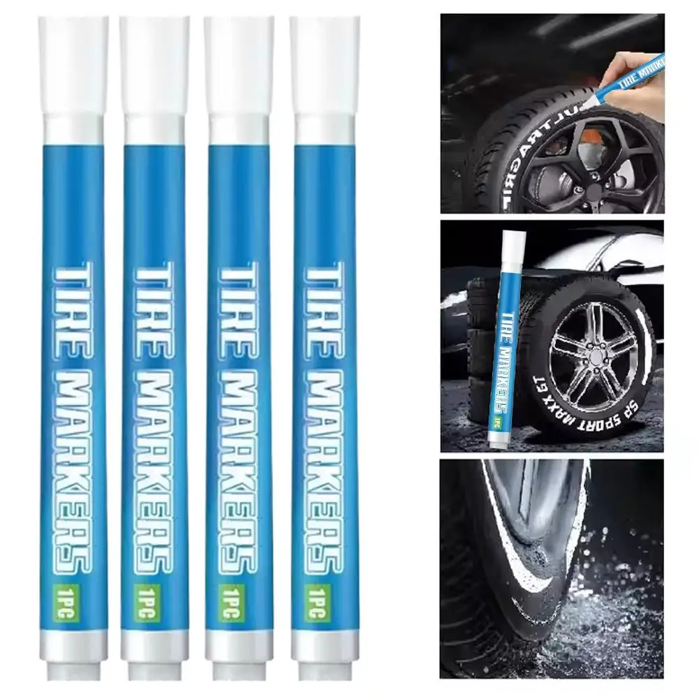 4 قطعة قلم الطلاء الأبيض علامات الطلاء مقاوم للماء إطارات السيارات الطلاء اكسسوارات سريعة القلم الجاف النفط القائمة مجموعة السيارات الدائمة و A9Z3 #4