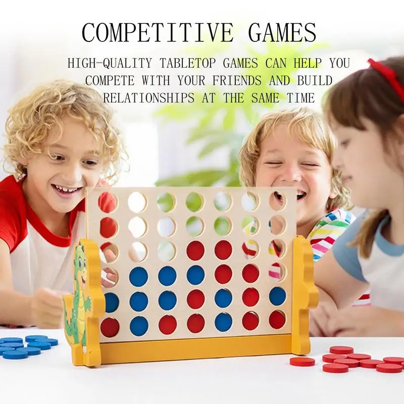 Wooden Connect Board Game Portable Line Up 4 Game Classic Strategy Family Fun Toy Wood Connect Game For Kids And Adults