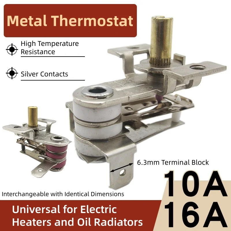 10A/16A Adjustable Thermostat Electric Oven Thermostat Hole Repair Kit Thermostat Temperature Switch Heater Replacement Parts