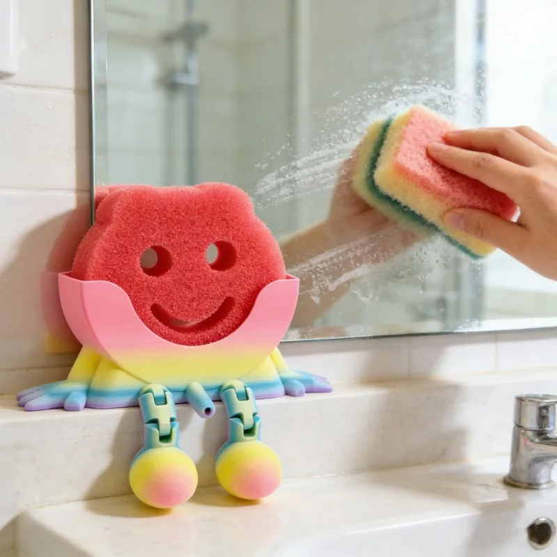 

【ГОРЯЧАЯ РАСПРОДАЖА!】Держатель для губок в виде смайлика — красочный и портативный, многофункциональный дренажный стеллаж для кухни, напечатанный на 3D-принтере