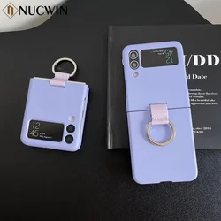 Luxury Candy Pure Color With Ring Case For Samsung Galaxy Z Flip 7 6 5 4 3 Z Flip 6 Z Flip 7 Liquid Silicone Shockproof Cover