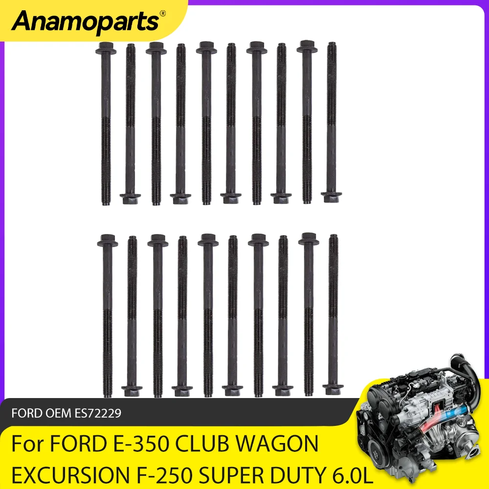 Engine Parts Cylinder Head Bolt Set Fit 6.0 L For Ford E350 Excursion F250 F350 F450 F550 Super Duty 6.0L V8 Diesel ES72229