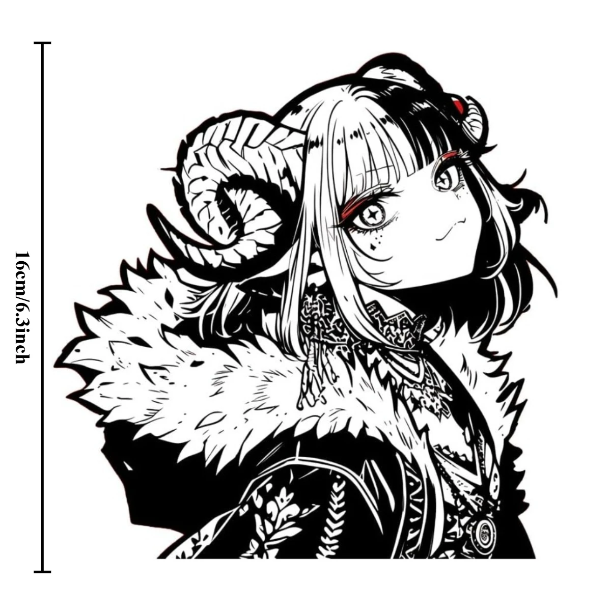 1pc Gothic Anime Horn Girl Vinyl Sticker Waterproof UV Resistant Car Motorcycle Window Water Bottle Laptop Decor Holiday Gift
