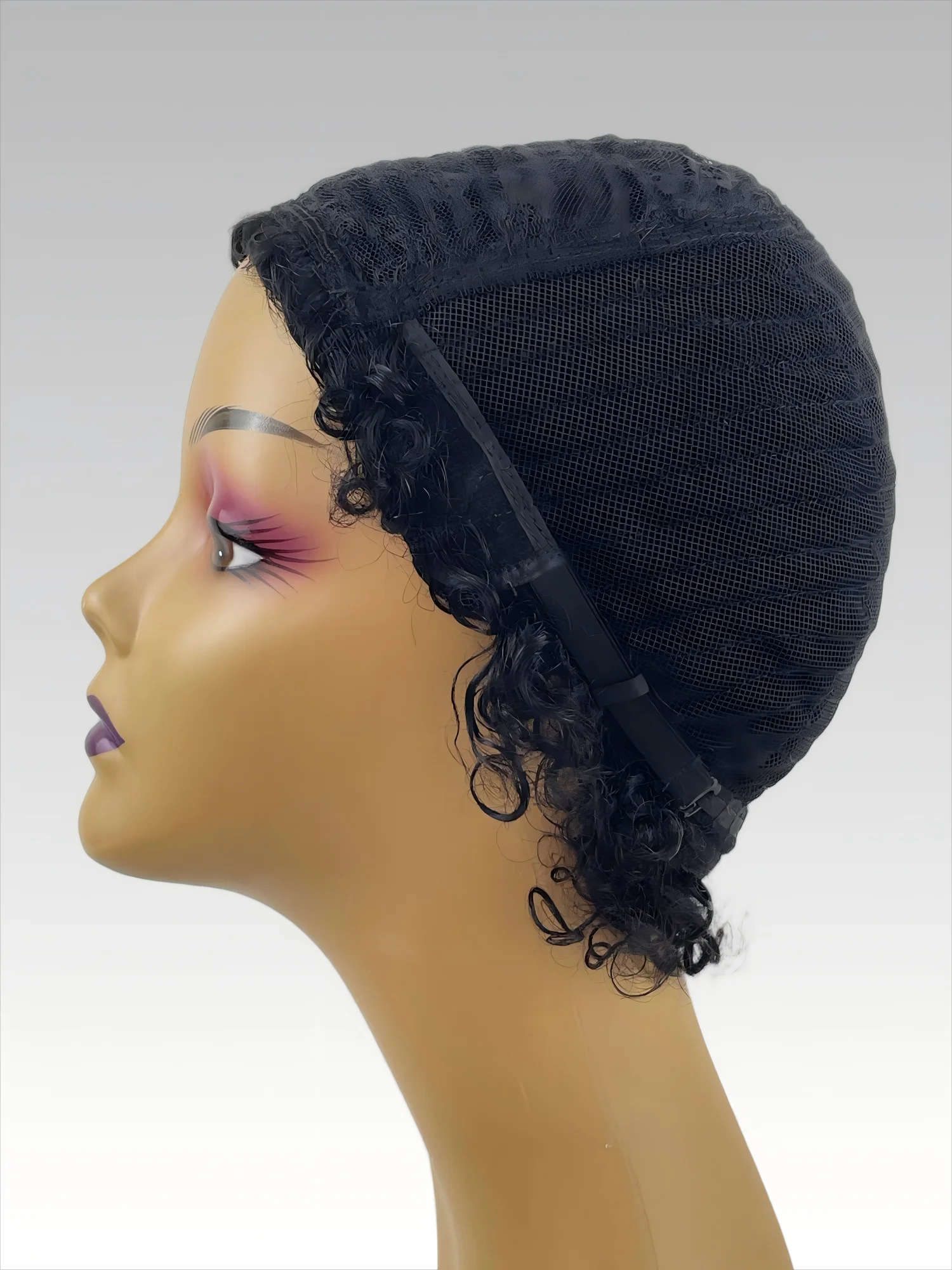 機械製ピクシーカール人毛ウィッグ ピクシーカットカールウィッグ ブラジル産レミー100%人毛ウィッグ 黒人女性用 6インチ