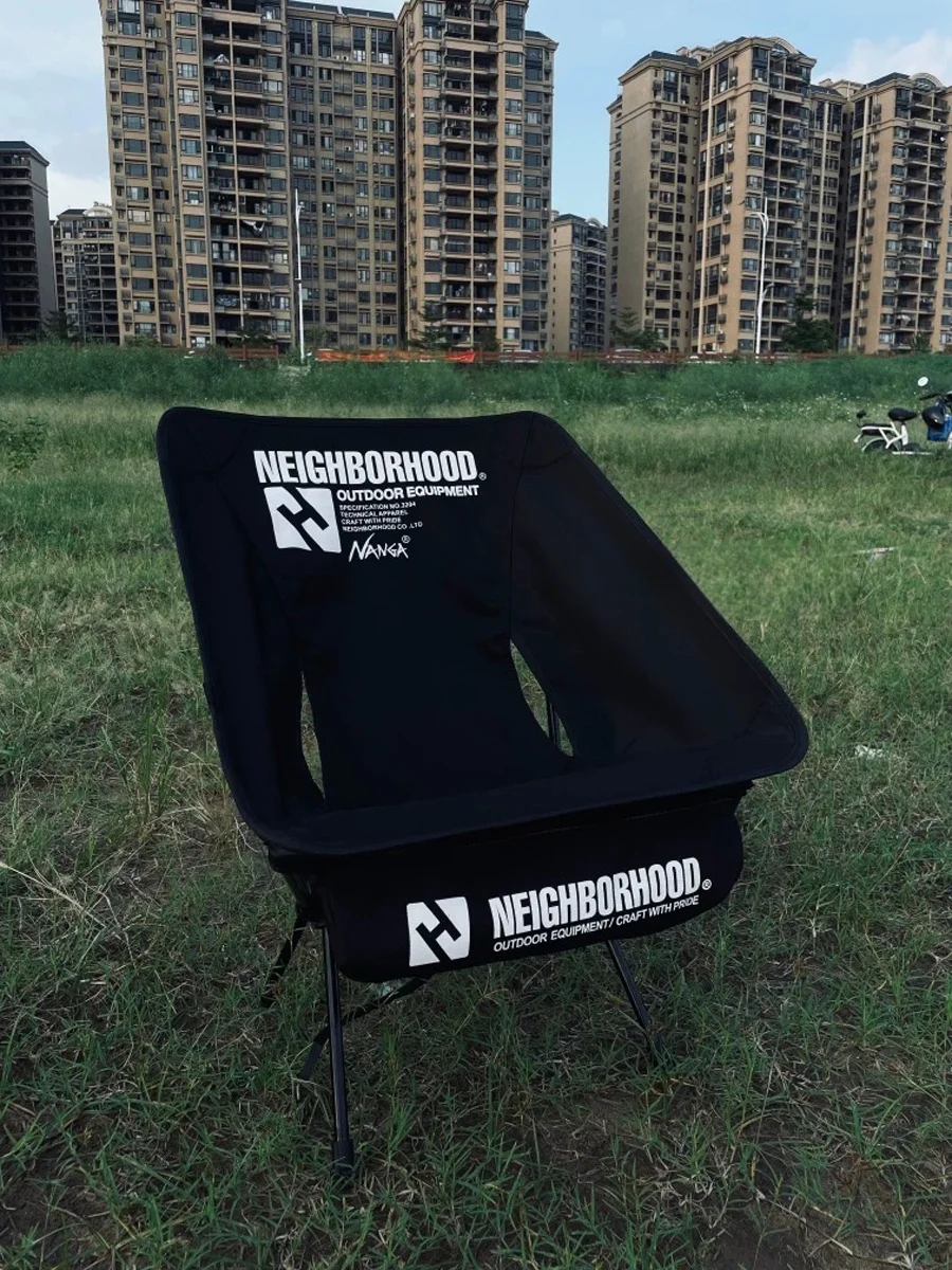 

NBHD Moon Chair Black Style Camping Chair Home Outdoor Camping Fishing Folding Storage Chair