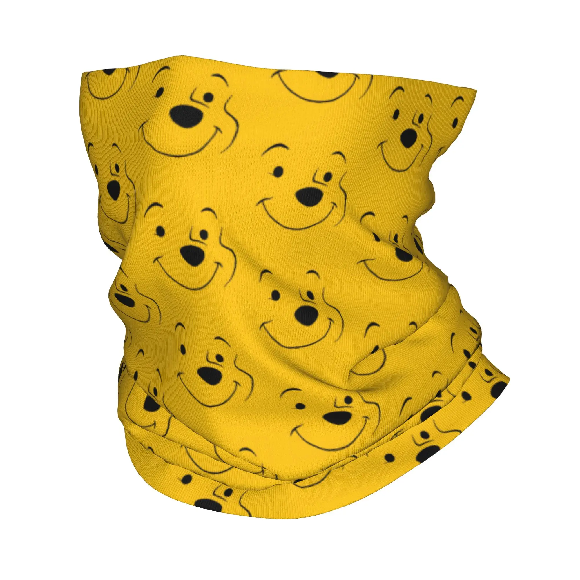 Custom W-Winnie The P-Pooh Cute Bandana Neck Warmer Women Men Winter Ski Hiking Scarf Gaiter Yellow Smiling Face Face Cover