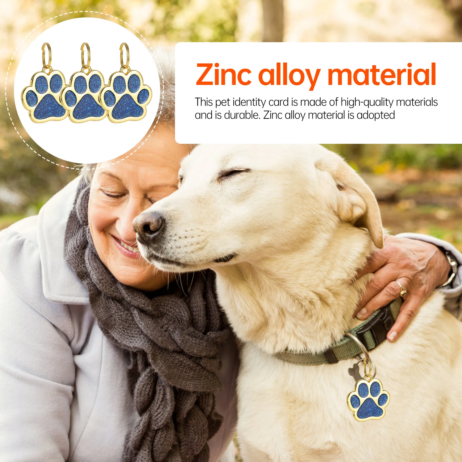 

3pcs Metal Paw Print Dog Tag Zinc Alloy Pet Name Plate Anti-Lost Hanging Charm For Cat Puppy Id Tag Pet Pendant