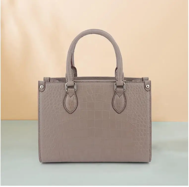 2023 new genuine crocodile skin leather lady women medium size shoulder cross body bag black color bamboo handle