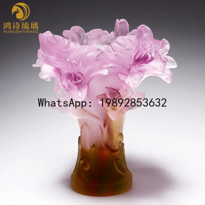 PYJ glazed art lily living room flower arrangement bedroom home light luxury vase decoration ornament-2pcs