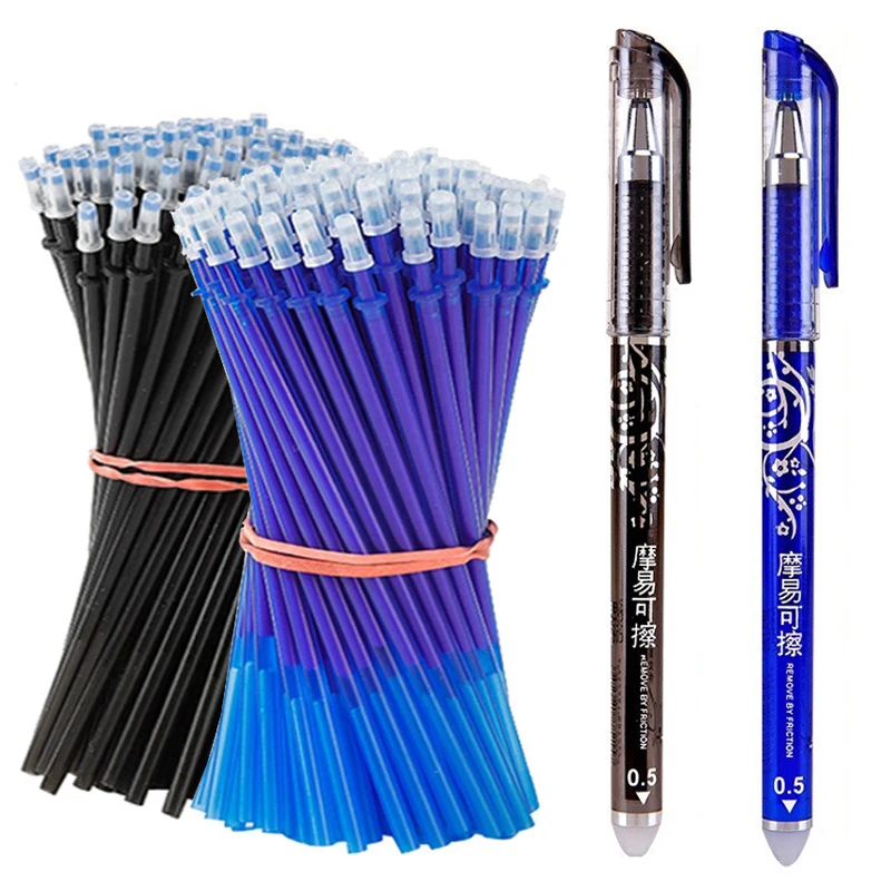 Erasable Pen Gel Pens 0.5mm Blue/Black Ink Pen Rod Refill Set For School Supplies Student Writing Exam Stationery Cute Pen