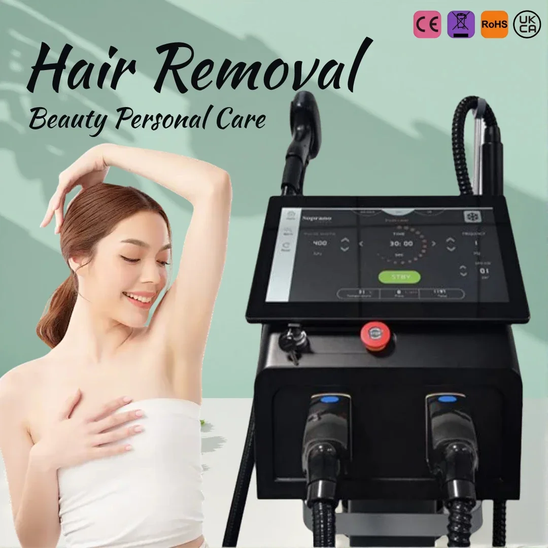 Professional Non-invasive Skin Rejuvenation 4 Wavelengths Hair Removal,Beauty Salon Equipment 2 Handle 6 Bar OEM Available