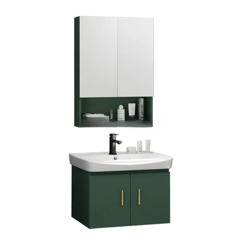 

Маленькая квартира темно-зеленый шкаф для ванной комнаты светлый роскошный умывальник унитаз мини-шкаф для умывальникаAsmt52