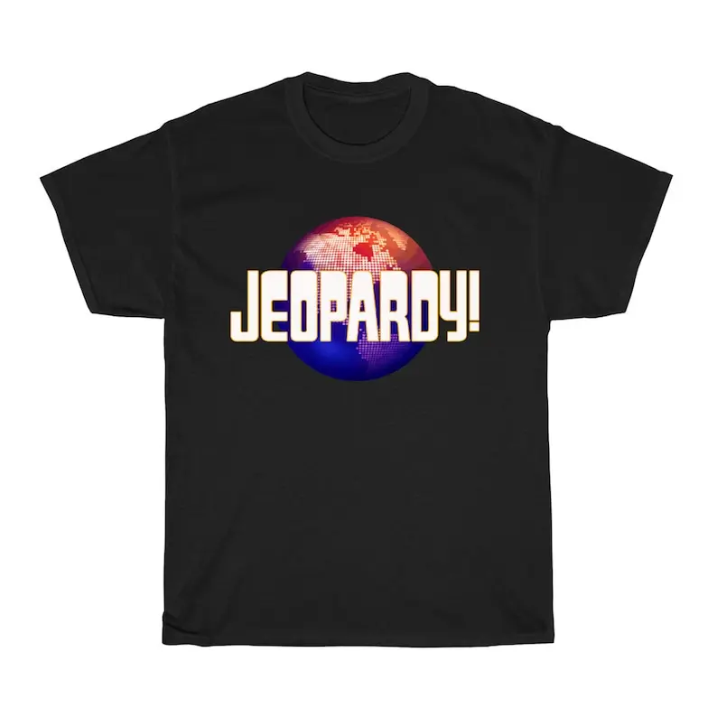 

Jeopardy TV Game Show Logo Men's Red Navy Black T-Shirt Size S to 5XL