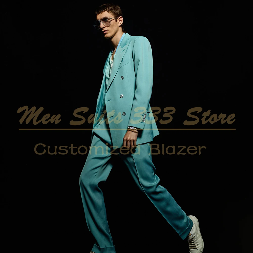 

Luxury Men's Suits High Qulaity Double Breasted Peak Lapel Slim Fit 2 Piece Jacket Pants Sets Fashion Male Clothing Terno Blazer