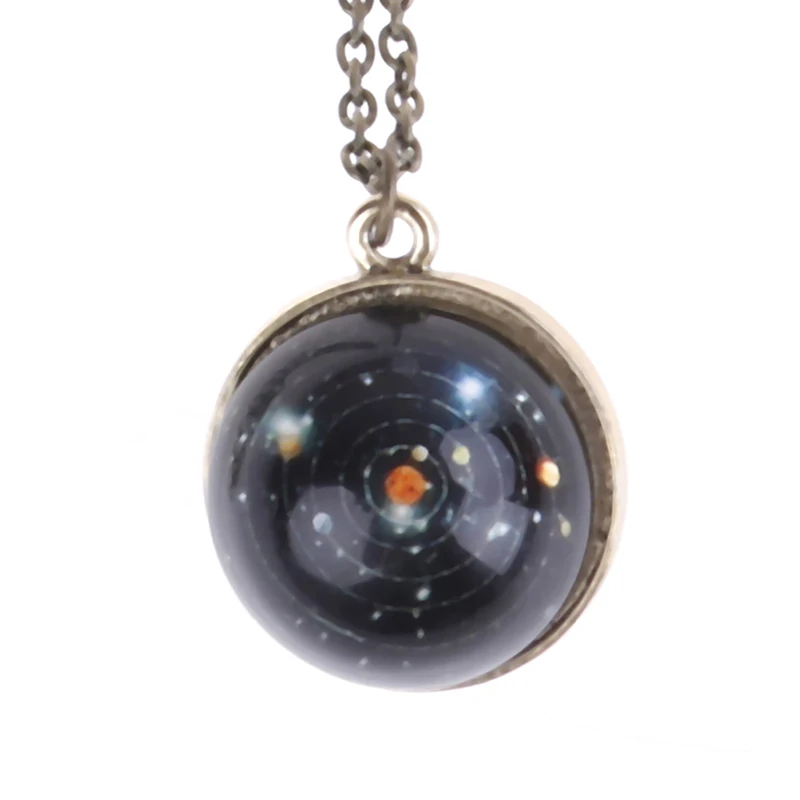 Solar System Necklace Pendant Galaxy Double Sided Pendant Universe Jewelry