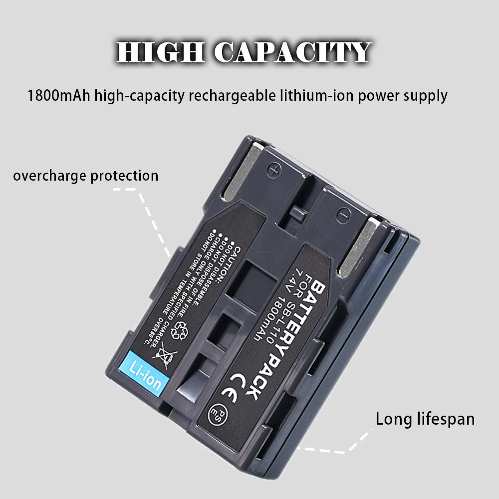 1-5Pc SB-L110 SB-L160 Camera Battery For Samsung SCD VP-D85 SB-LS110 SB-LS220 SB-L70A SB-LS70AB 1800mAh Recharger Li-ion Battery