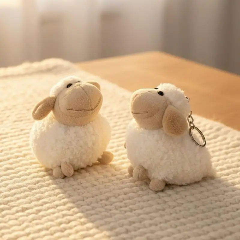 1PCS Soft Fluffy Sheep Plush Pendant Adorable Look Gentle Touch Great Bag Decor Gift For Kids And Friends