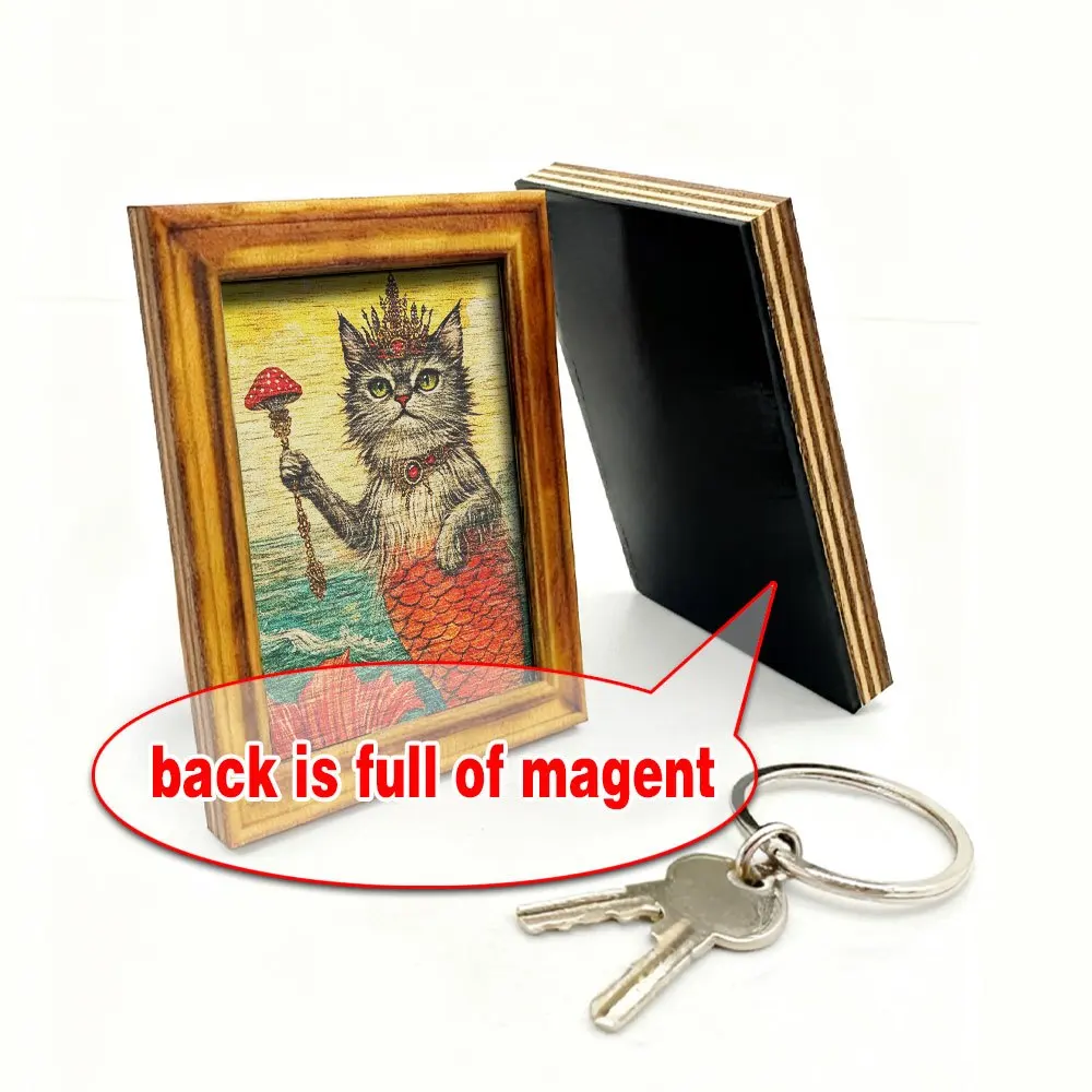 Mini Framed Mermaid Cat Refrigerator Magnet, Vintage Crown Kitty Fridge Sticker Home Kitchen Decor Gift