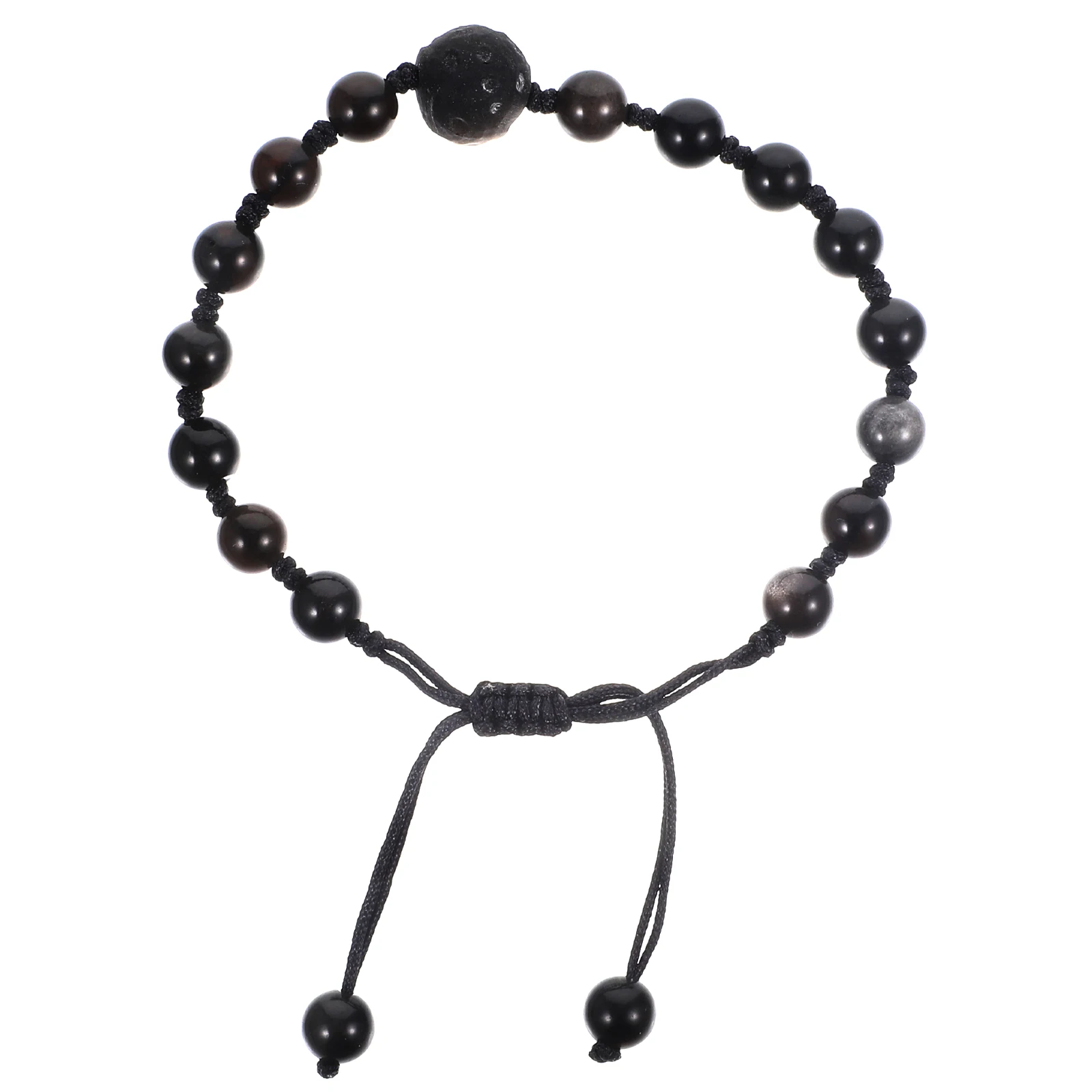 

Natural Obsidian Stone Beaded Adjustable Wrist Bracelet For Women Men Chakra Stone Jewelry Durable Comfortable Bead