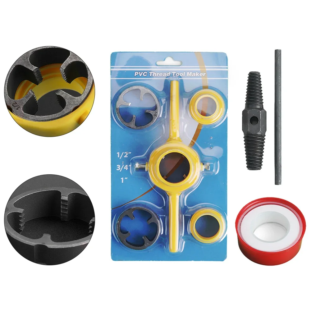 

Pipe Thread Making Tool Set PVC Water Pipe Die Threader Maker Pump Repair Tool Manual Threading Dies Adjustable Ratchet Handle