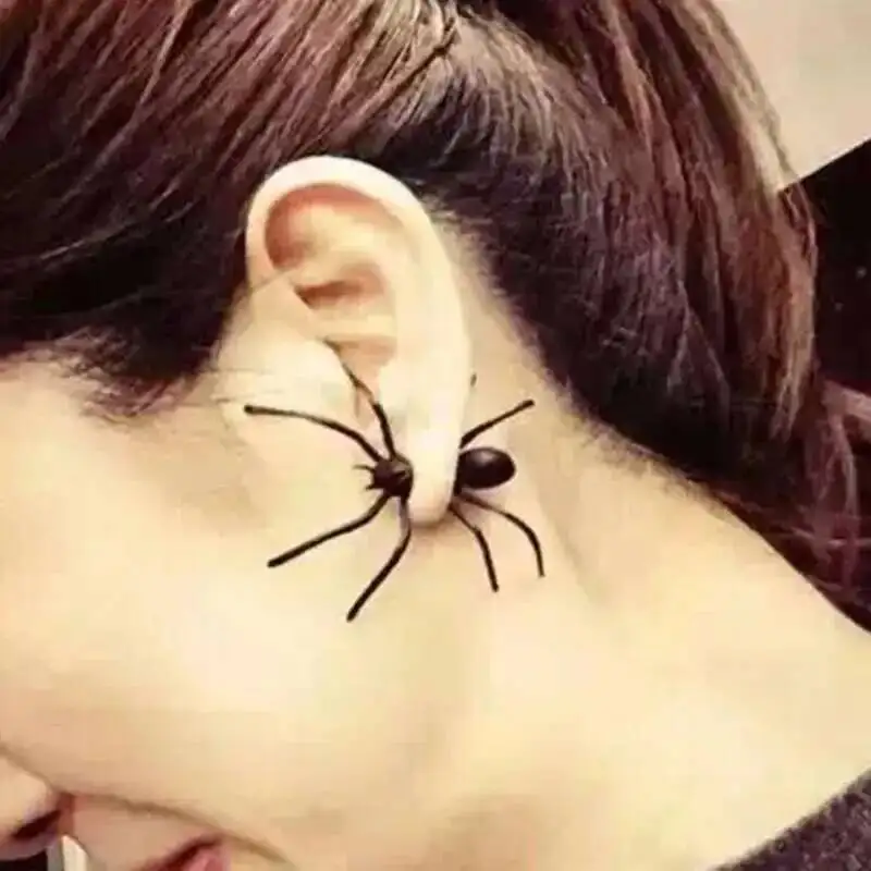 1 Pair Punk Street Cool Personality Alternative Black Spider Earrings   Exaggerated Hiphop Stud Earrings KOREAN Funny Earrings view 6