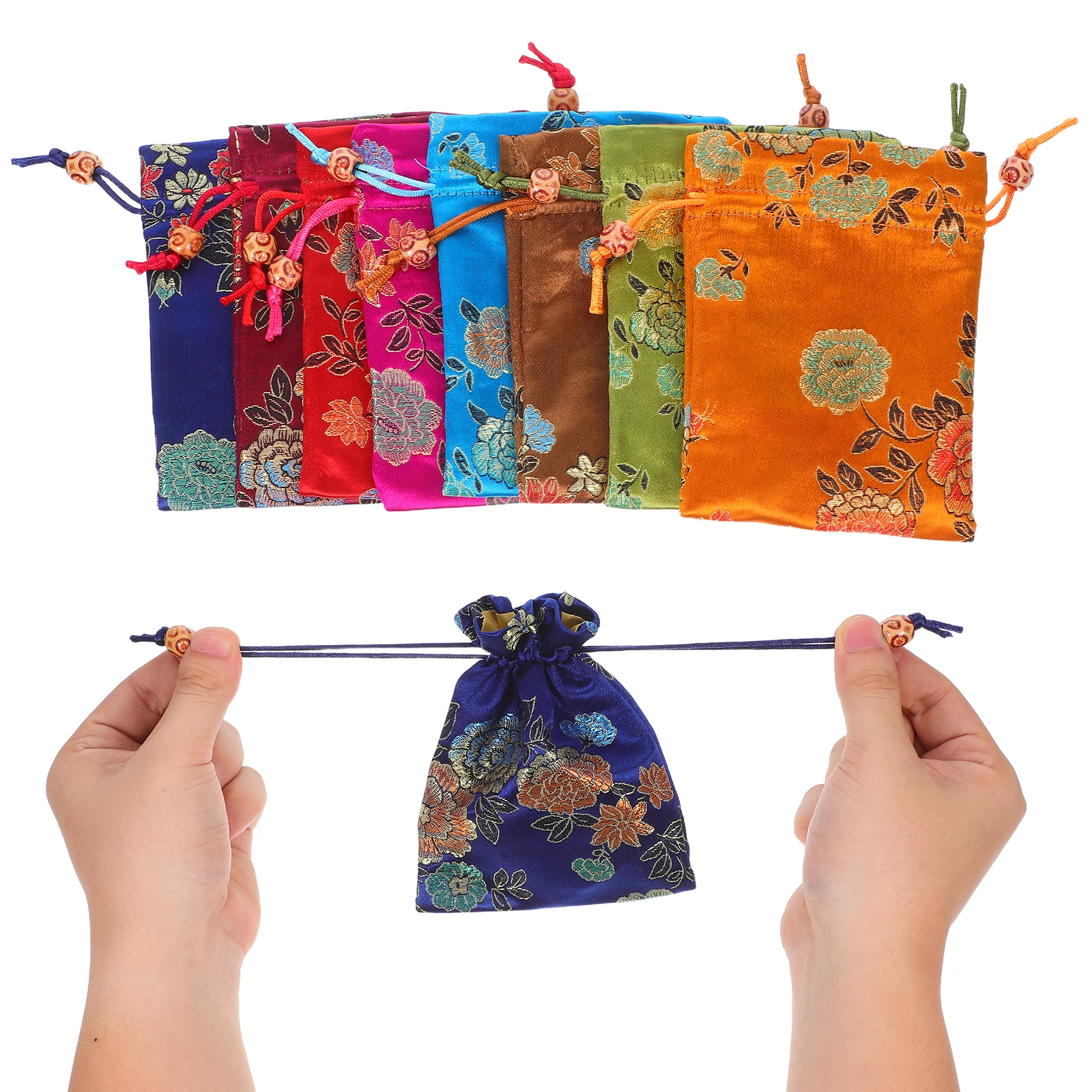 

8pcs Drawstring Pockets Embroidered Sachet Bridesmaid Pouch Cloth Jewelry Storage Small Pouches Portable Sachets Lucky Bag
