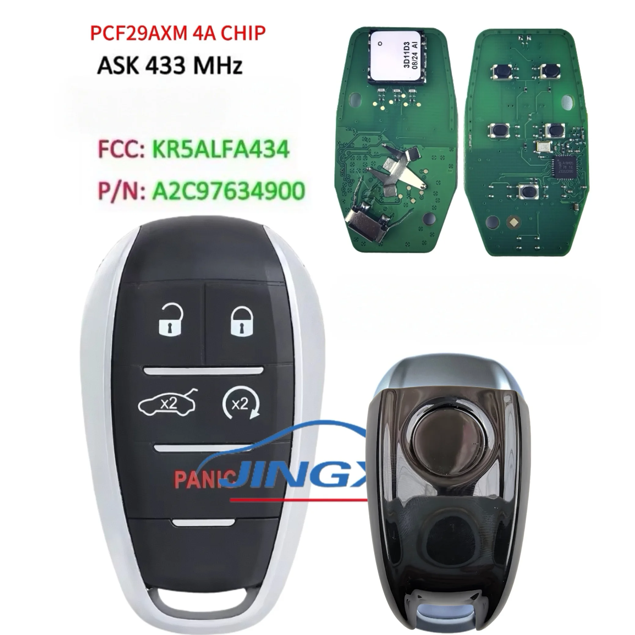 Jingxin 4A Chip A2C97634900 434MHZ Schlüsselloser Smart-Schlüssel 433MHz KR5ALFA434 Für 2015 2017 2019 2020 Alfa Romeo Giulia Stelvio 3/5BT – Detail 11