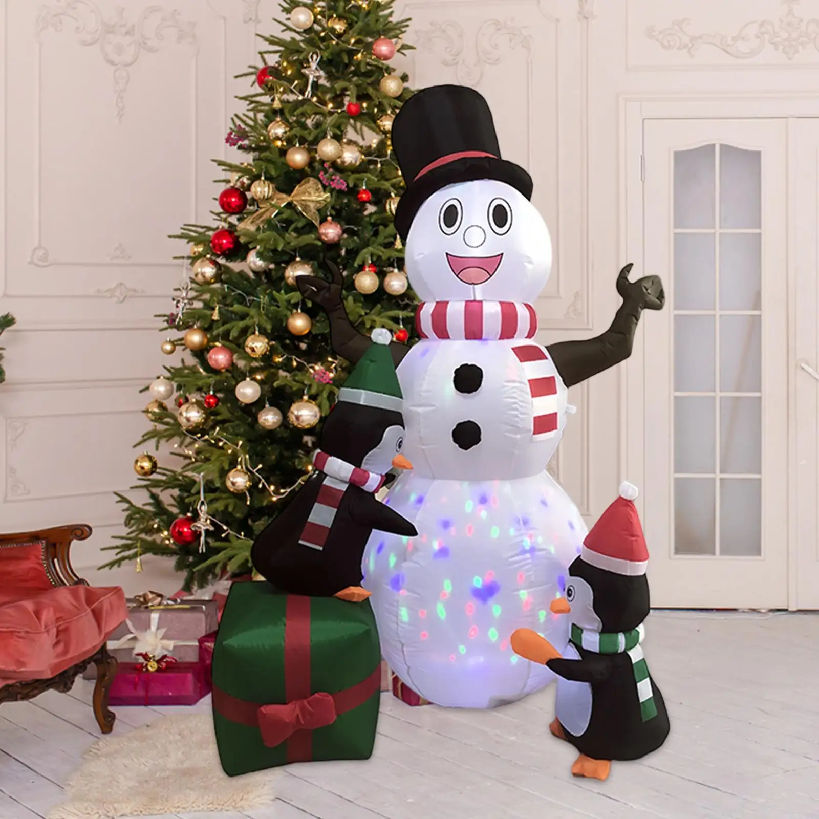 

Christmas Inflatable Snowman Penguin Ornament Christmas Decoration Built in LED Lights for Season Party Courtyard Home Yard