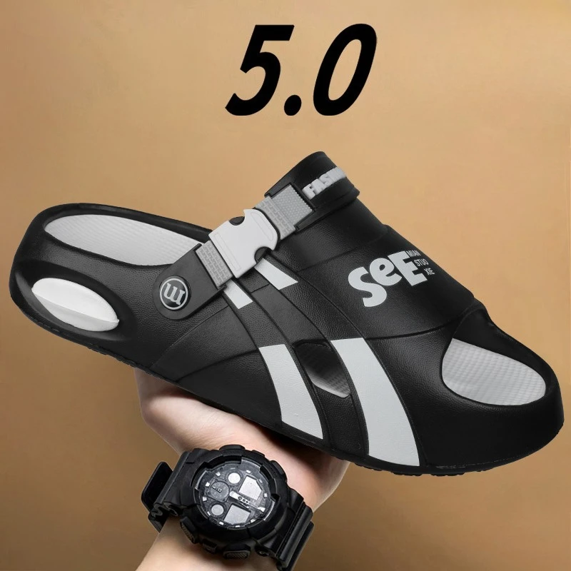 

Мужские летние новинки 2026: спортивные пляжные домашние тапочки-сандалии из ЭВА, нескользящие, дезодорирующие, для комфортной ходьбы, изготовленные методом литья под давлением