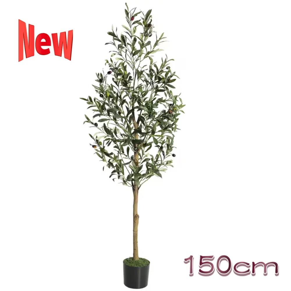 HAUSPROFI Kunstmatige Olijfboom 120/150/180cm - Kunstplanten met houten stam voor woonkamer, kantoordecoratie, lente decoratie