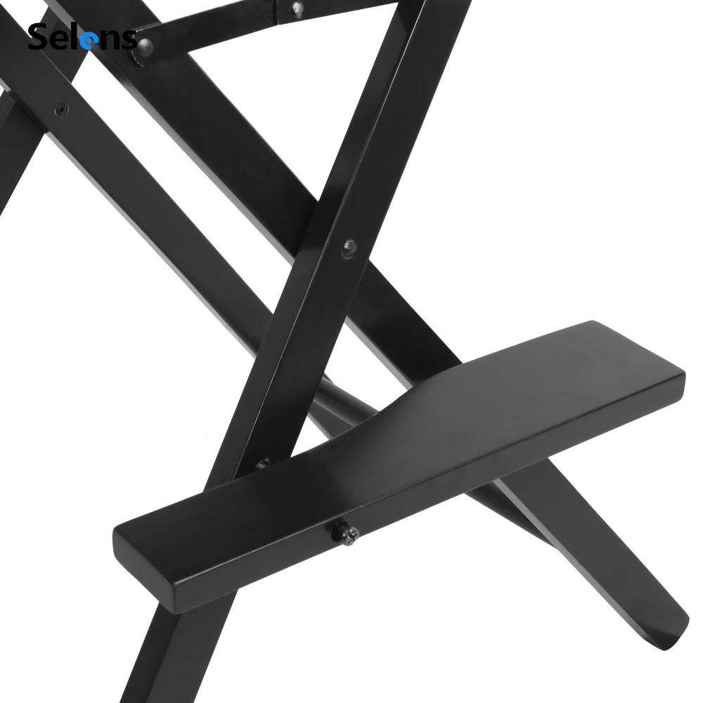 كرسي سيلينز للتصوير الفوتوغرافي طويل القامة، كرسي محمول احترافي لفن الماكياج قابل للطي، كرسي فولاذي للتخييم في الهواء الطلق والصيد باللون الأسود