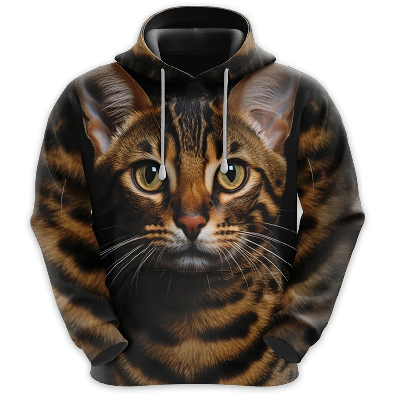 Cute Cat Pattern Hoodies For Men Fashion Autumn Winter Pocket Women 3D Cats Printed Pullovers Casual Oversized Hooded Sweatshirt