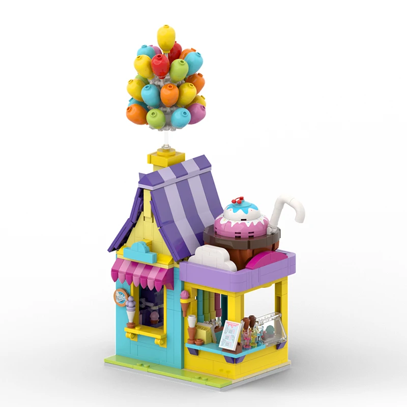 House Building Blocks Sets Ice Cream Shop Architecture Model Toys Creative Streetscape Building Blocks Bricks Christmas Gifts