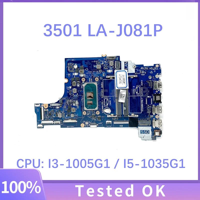 

Mainboard CN-0TW31C 0TW31C CN-0G9RW0 0G9RW0 LA-J081P With I3-1005G1 / I5-1035G1 CPU For DELL 3501 Laptop Motherboard 100% Tested