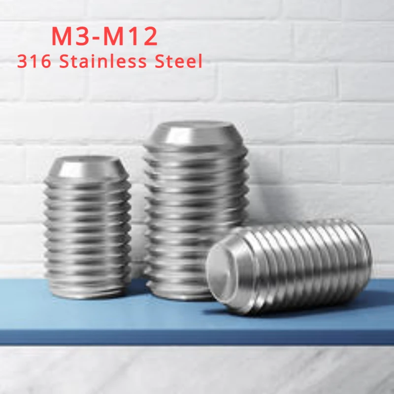 

316 Stainless Steel Hexagon Socket Set Screws With Concave End Socket Head Cap Screws M3 M4 M5 M6 M8 M10 M12