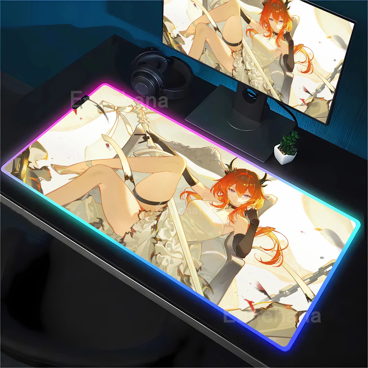 RGB Mouse Pad Arknights Endfield Rubber Gaming Large PC LED Mousepad Gaming HD Printing Desk Mat overlock backlight Mouse Mat