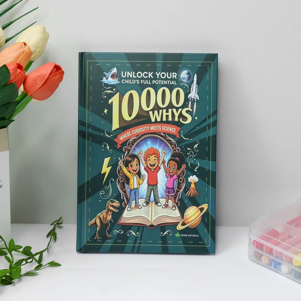 Hardcover 10,000 Whys science picture book, combines curiosity with science, covers dinosaurs, space, sea creatures, gradually b