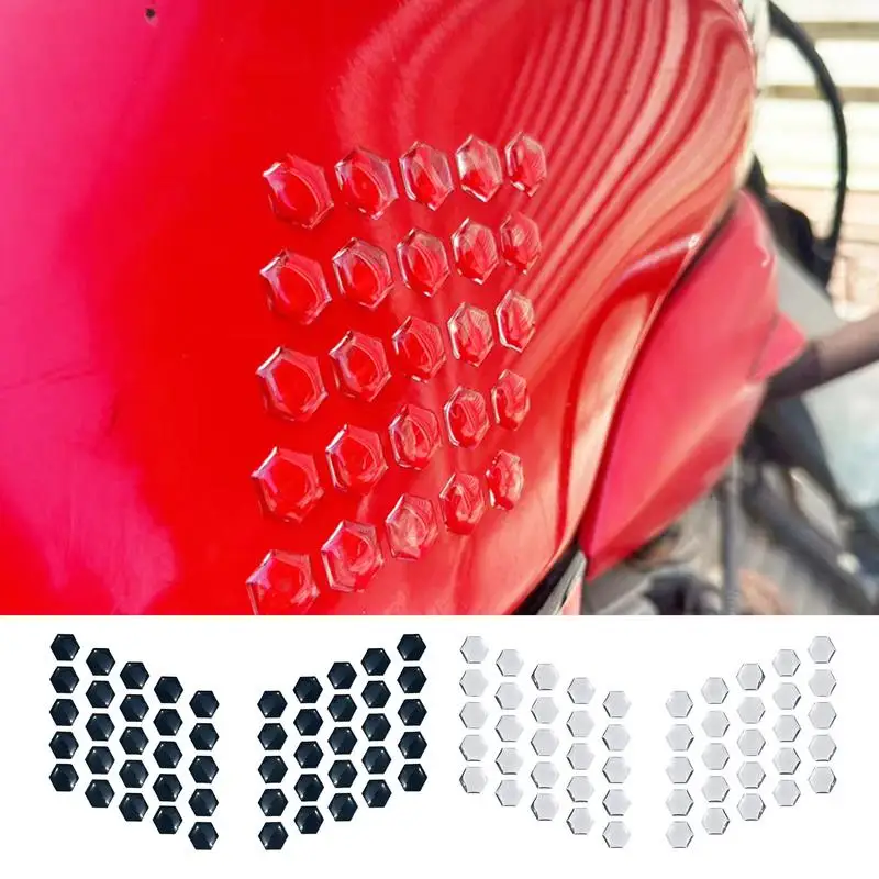 

2 sheets Anti-Scratch Motorcycle Stickers Motorbike Protective Pad 3D Hexagonal Waterproof Rubber Stickers Paintwork Protector