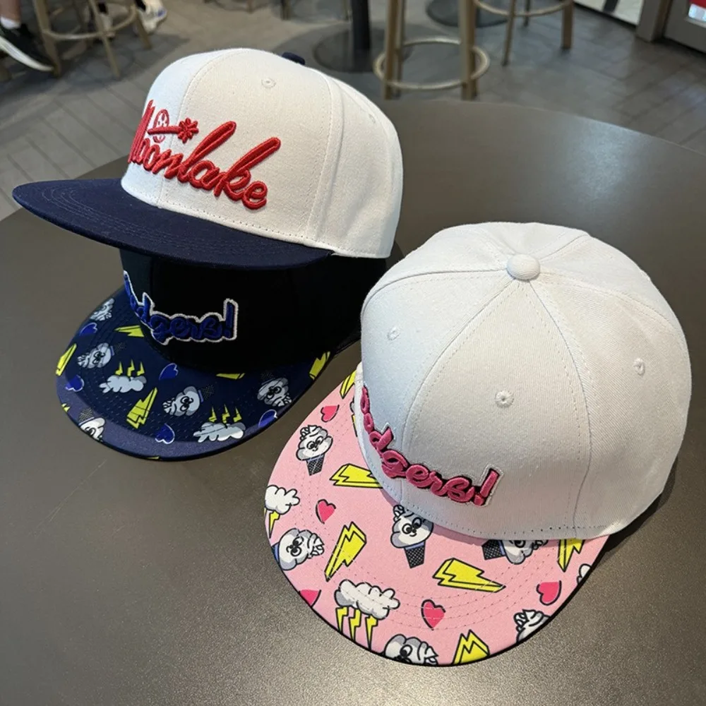 Simple Embroidery Letter Baseball Cap Korean Style Cartoon Sunscreen Sun Hat Adjustable Solid Color Peaked Cap Girl