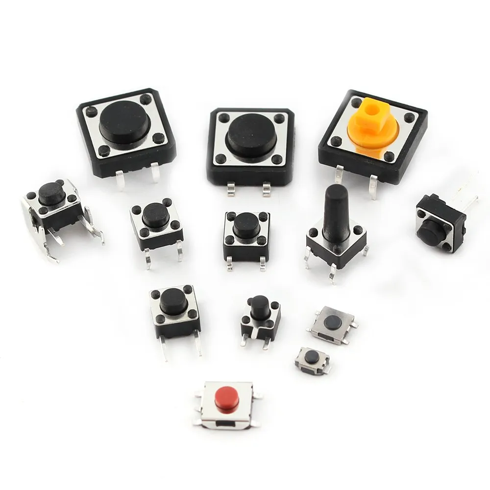 125PCS Assorted Micro Push Button Tact Switch Kit - 25 Types, Including Reset & Mini Leaf Switches, SMD/DIP 2*4 3*6 4*4 6*6