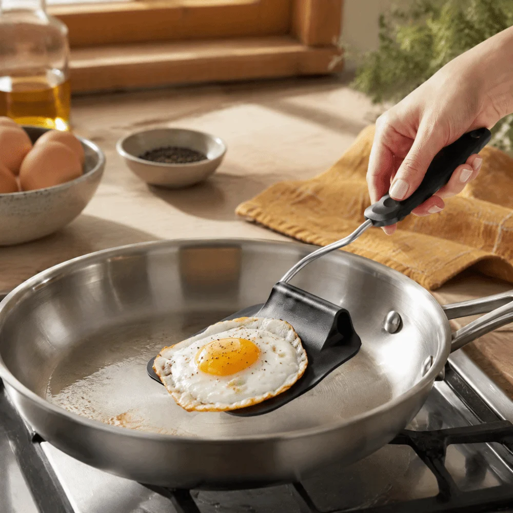 Plastic Stainless Steel Adjustable Angle Spatula Swappable Head Heat Resistant Non Stick Turner Flexible Black Blue