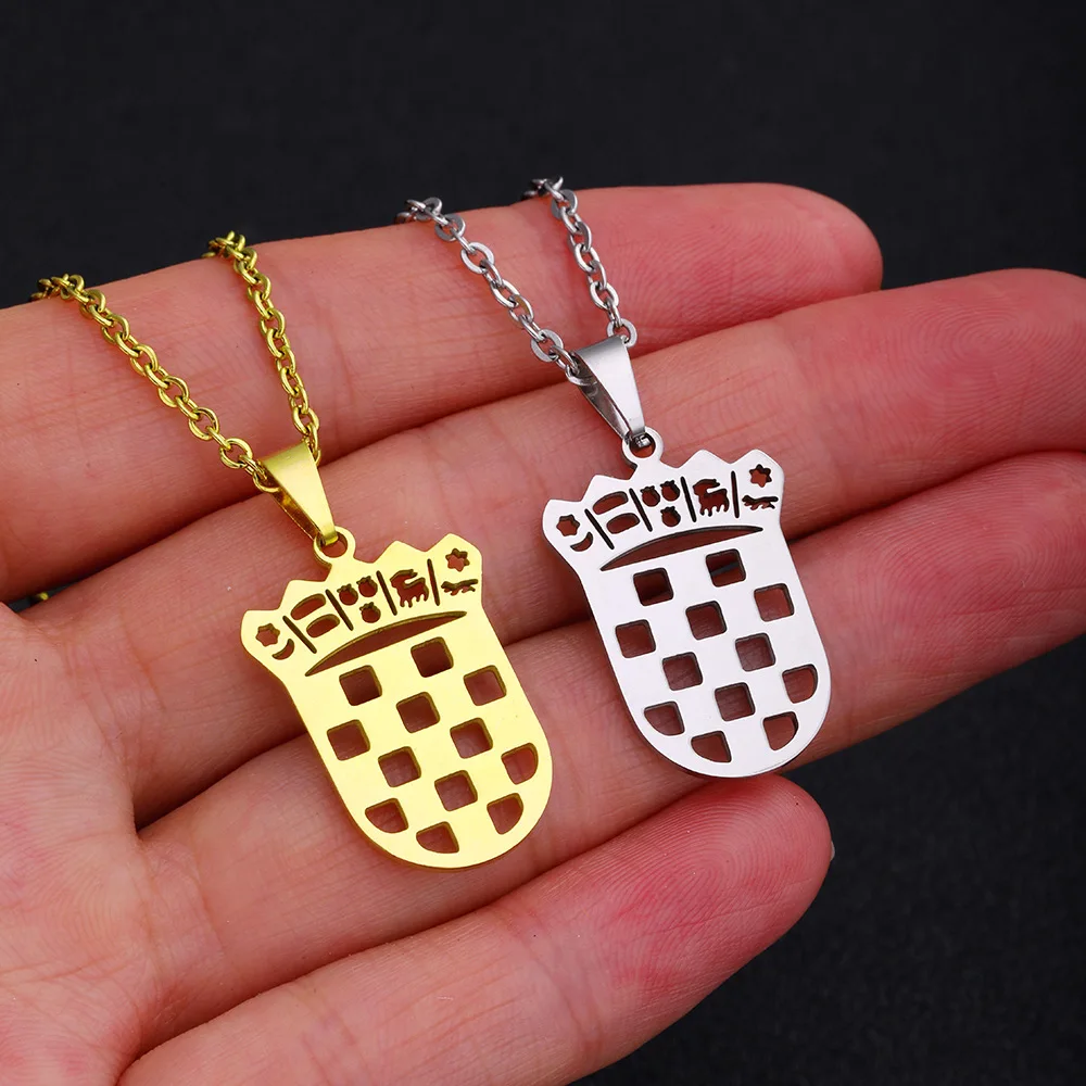 2024 New fashion Croatian badge pendant necklace for men and women couples stainless steel collarbone chain trend jewelry