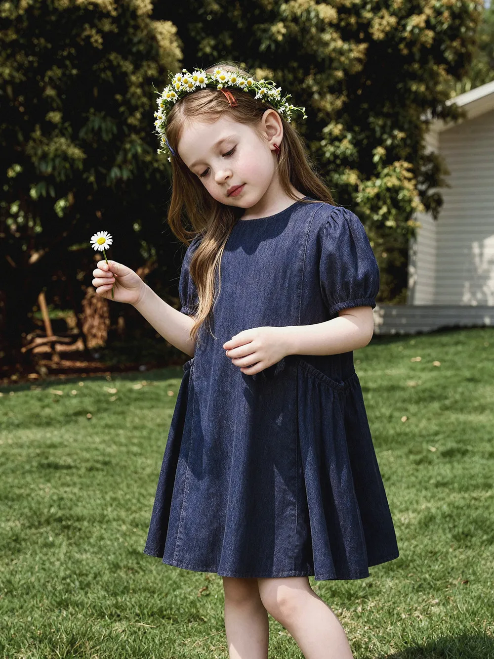 summer dresses Girls' dress 2026 Stylish denim dress Simple and beautiful kids girls clothes birthday dress