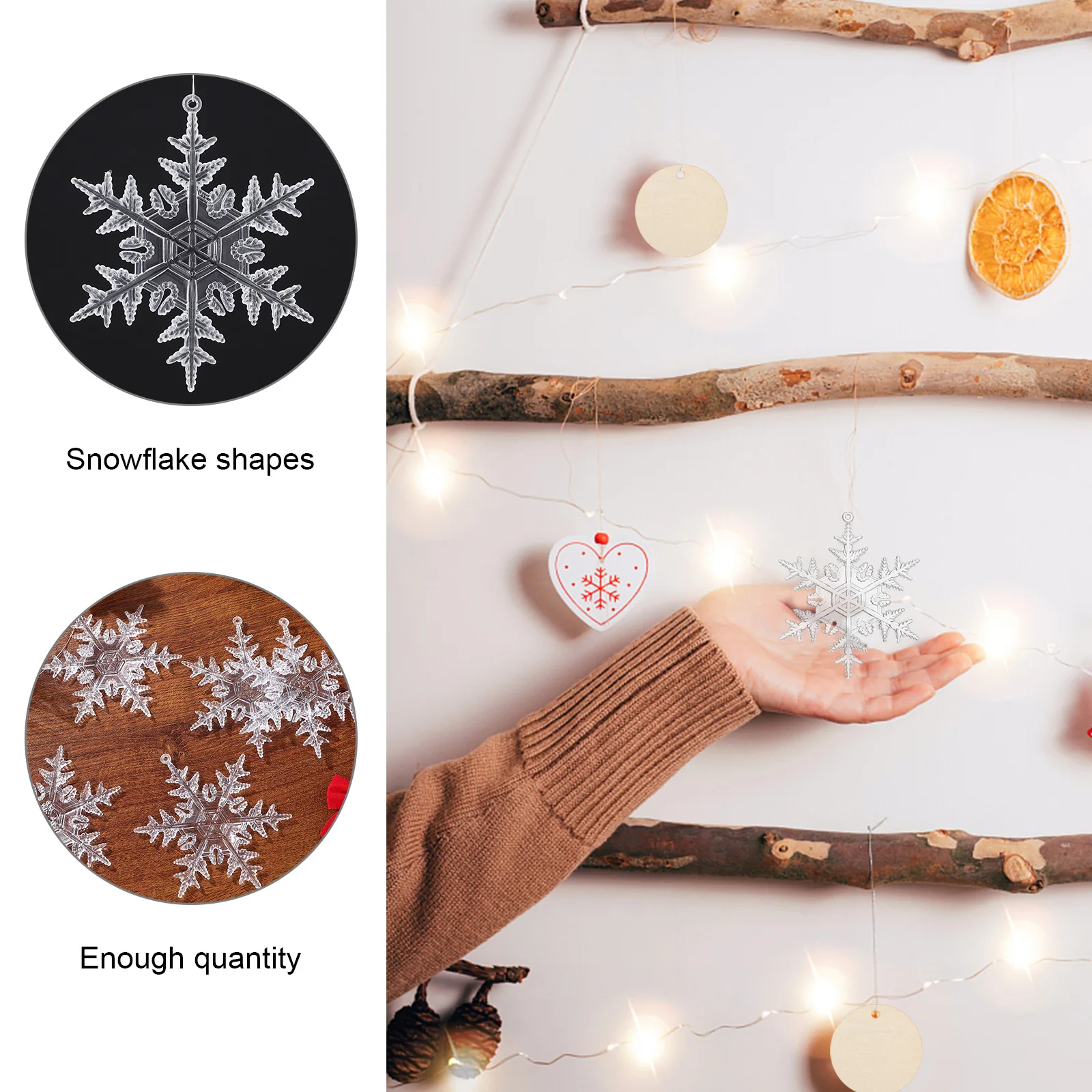 

18Pcs Snowflake Hanging Ornaments Clear Acrylic Xmas Decor for Christmas Tree Home Garden Patio Bar Party Decoration