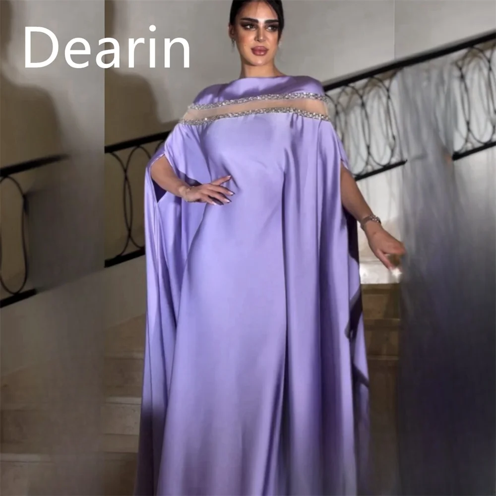 

Customized Saudi Arabia Dearin Scoop Neckline Column Floor Length Skirts Stole Bespoke Occasion Dresses Evening Gown Formal Prom