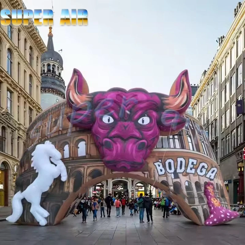 Maßgeschneidertes 8 m breites riesiges aufblasbares Stierkampf-Arena-Zelt für den Außenbereich zur Vermietung