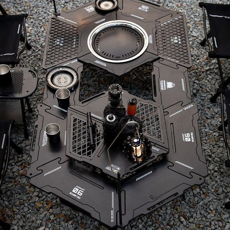l set of boiled tea table outdoor folding camping camping hexagonal removable multi-functional table combination table barbecue
