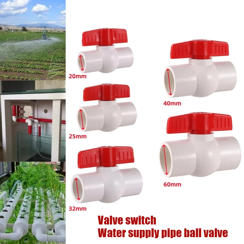 Butterfly Valve Connector Pipe 20/25/32/40/60mm Garden PVC Irrigation Aquarium Drainage System Water Supply Fittings White 1Pcs